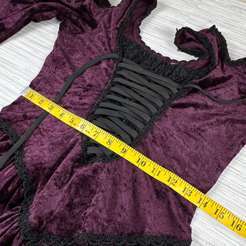 Medieval Ren Faire Dress Small Purple Halloween Costume Velvet Lace Up - Picture 3 of 8